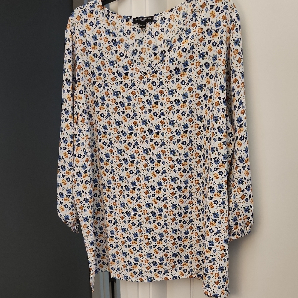 Mario Serrani Floral Women's Top - Blue and Orange